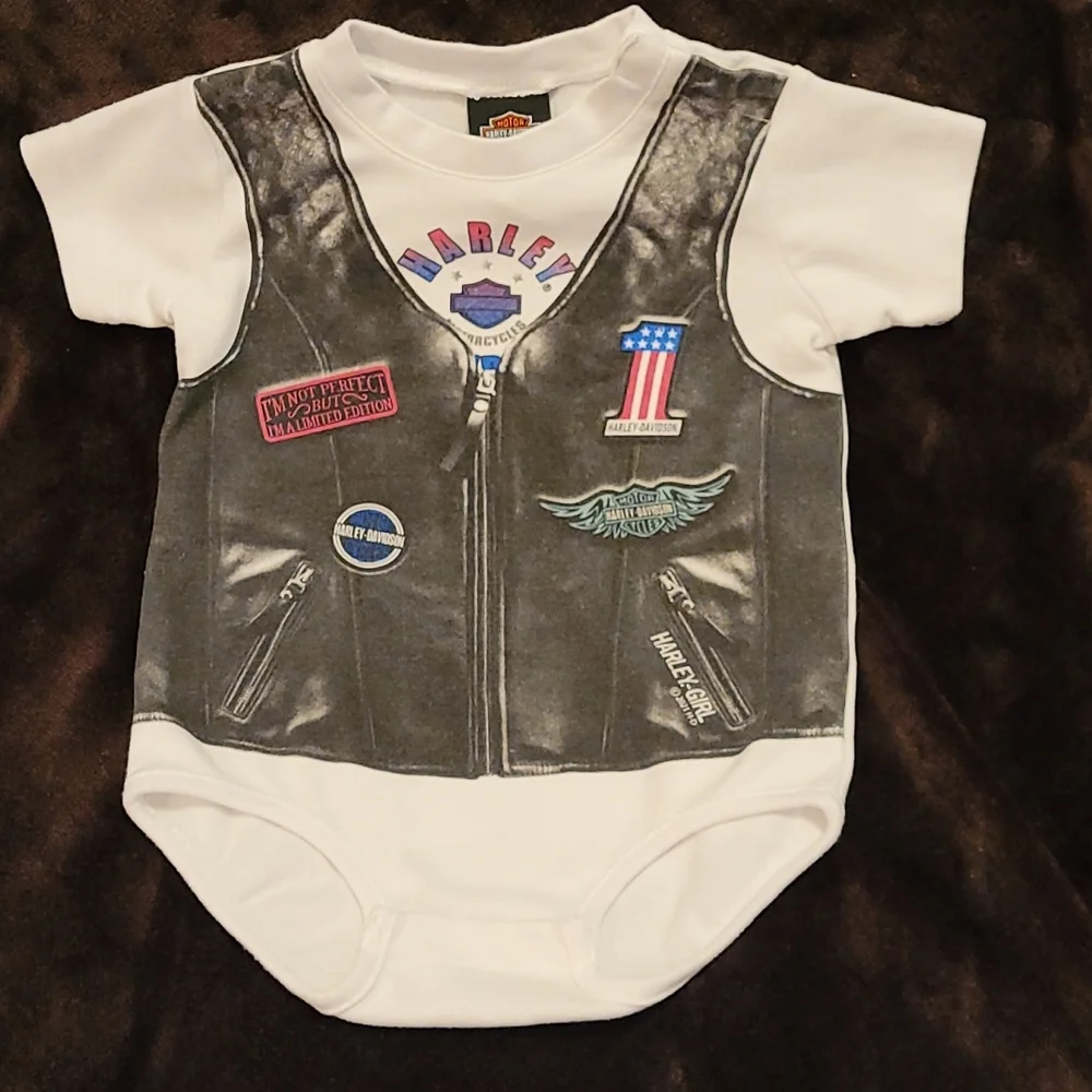 Harley-Davidson Harley-Girl onesie 18 months plus an HD Roamer bear